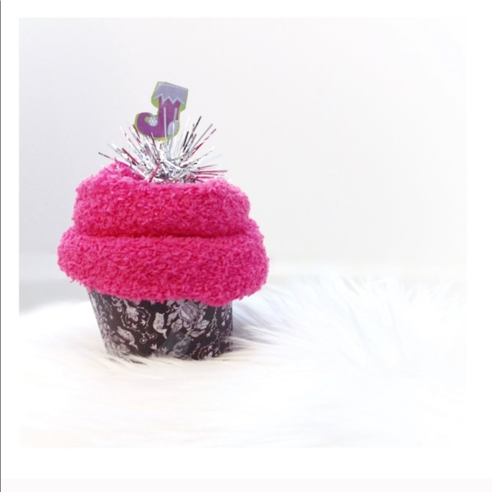 Sock Cupcake Fuzzy Cozy Holiday Fun Winter Gift